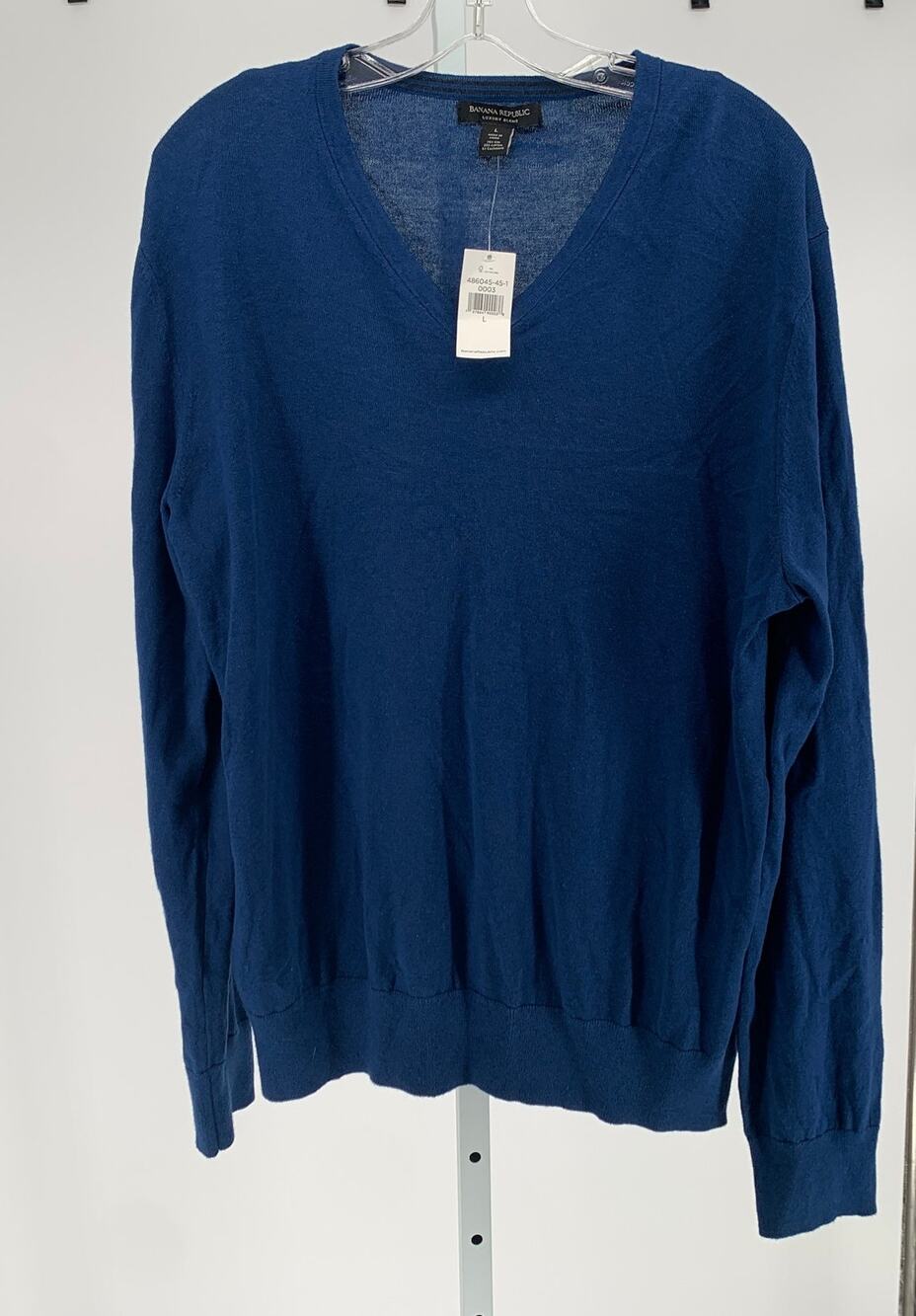 NWT Banana Republic silk cashmere sweater Luxury Blend blue V neck mens Large